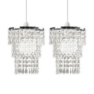 Crystal Chandelier With Large White Shade & 40Mm Crystal Balls H 19.5 Crystal Chandelier With Large White Shade & 40Mm Crystal Balls H 19.5